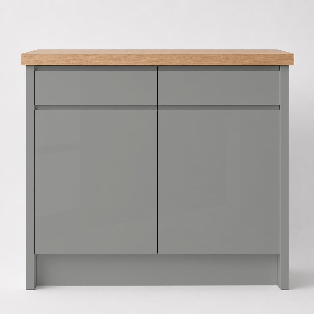 High Gloss Dust Grey J Pull Replacement Kitchen Door