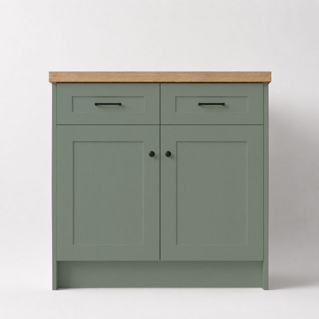 Painted Oak Reed Green Skinny Shaker Replacement Kitchen Door