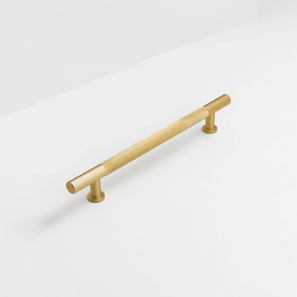 Knurled Aluminium Satin Brass Traditional Handle | Traditional Handles