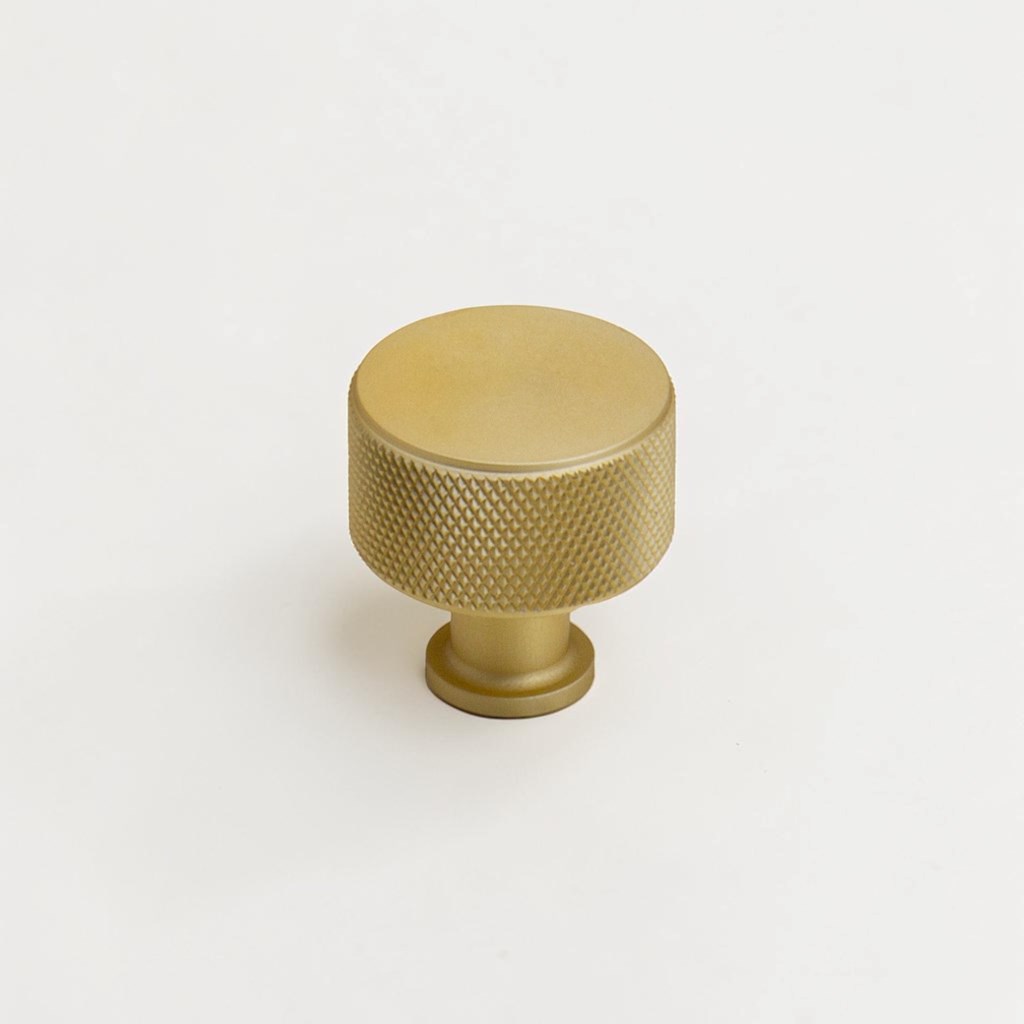 Knurled Aluminium Satin Brass Traditional Knob | Traditional Knobs