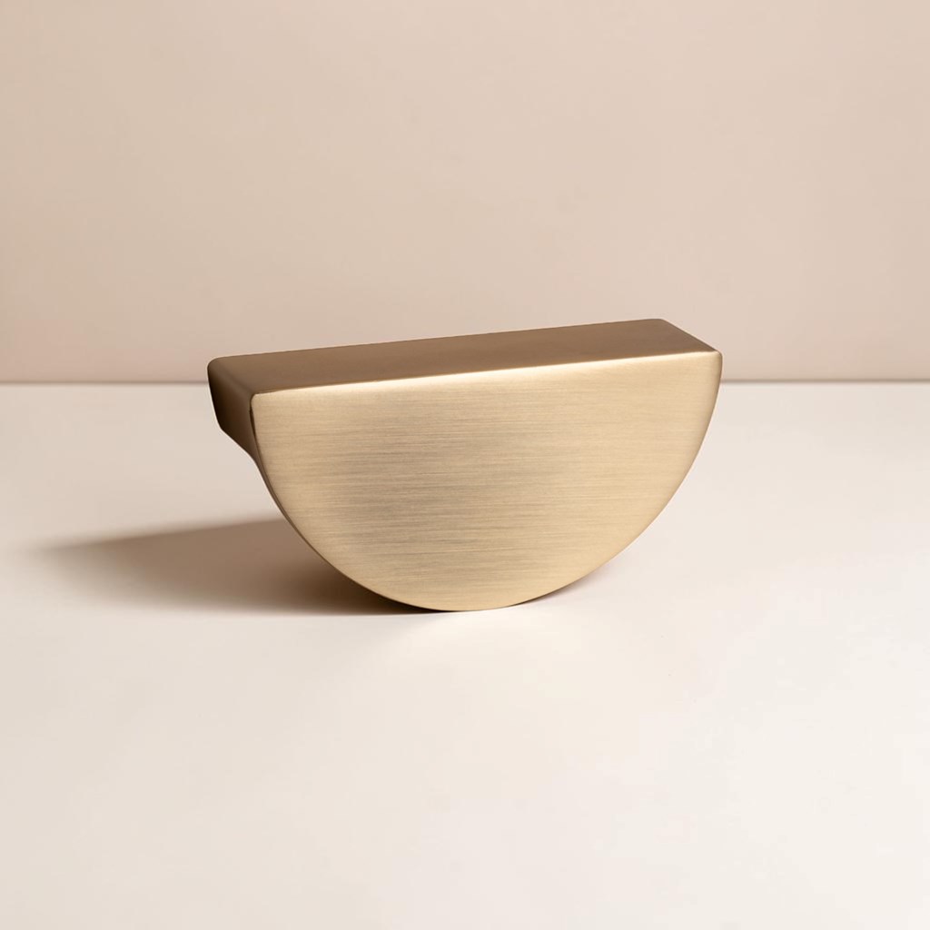 Palermo Half Moon Cup Satin Brass Contemporary Handle | Contemporary Handles