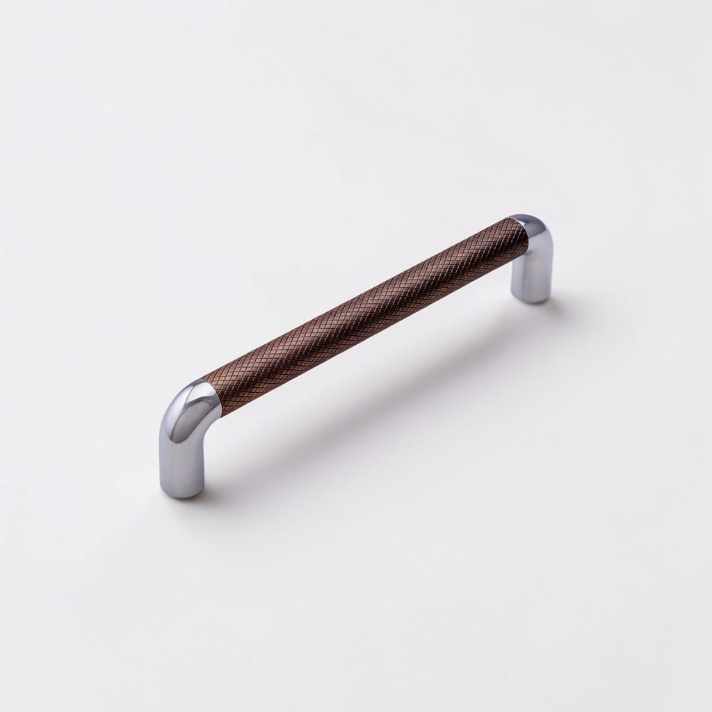 Lany Knurled Antique Copper / Chrome Contemporary Handle | Contemporary Handles
