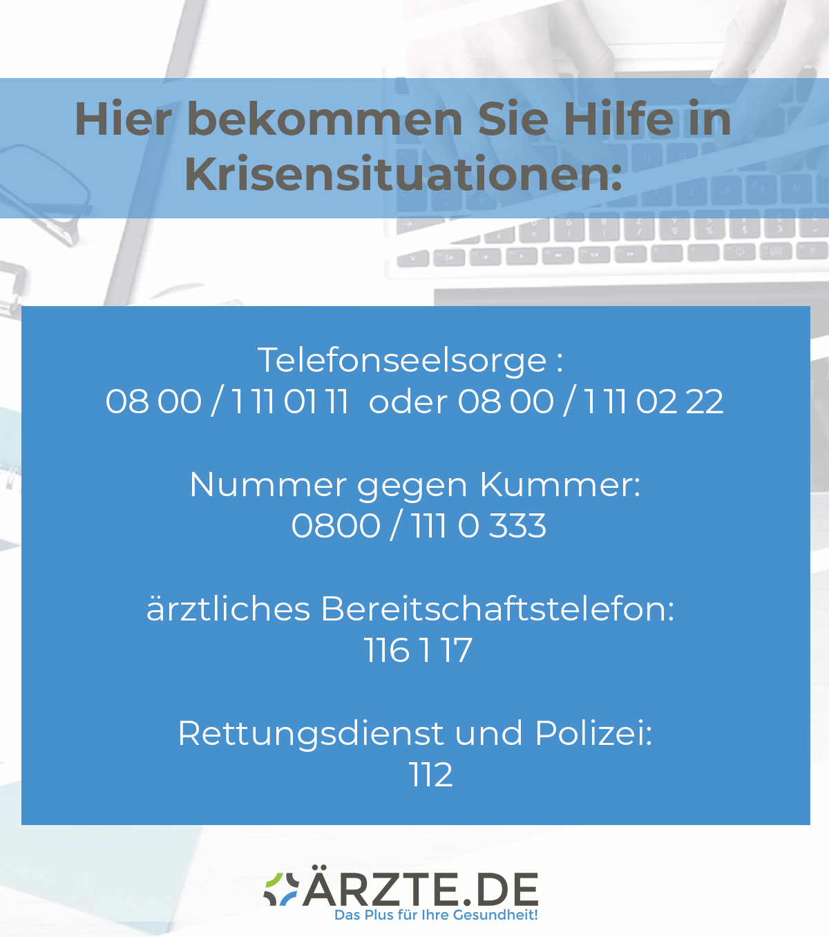 Notfallnummern Hilfe in der Krise