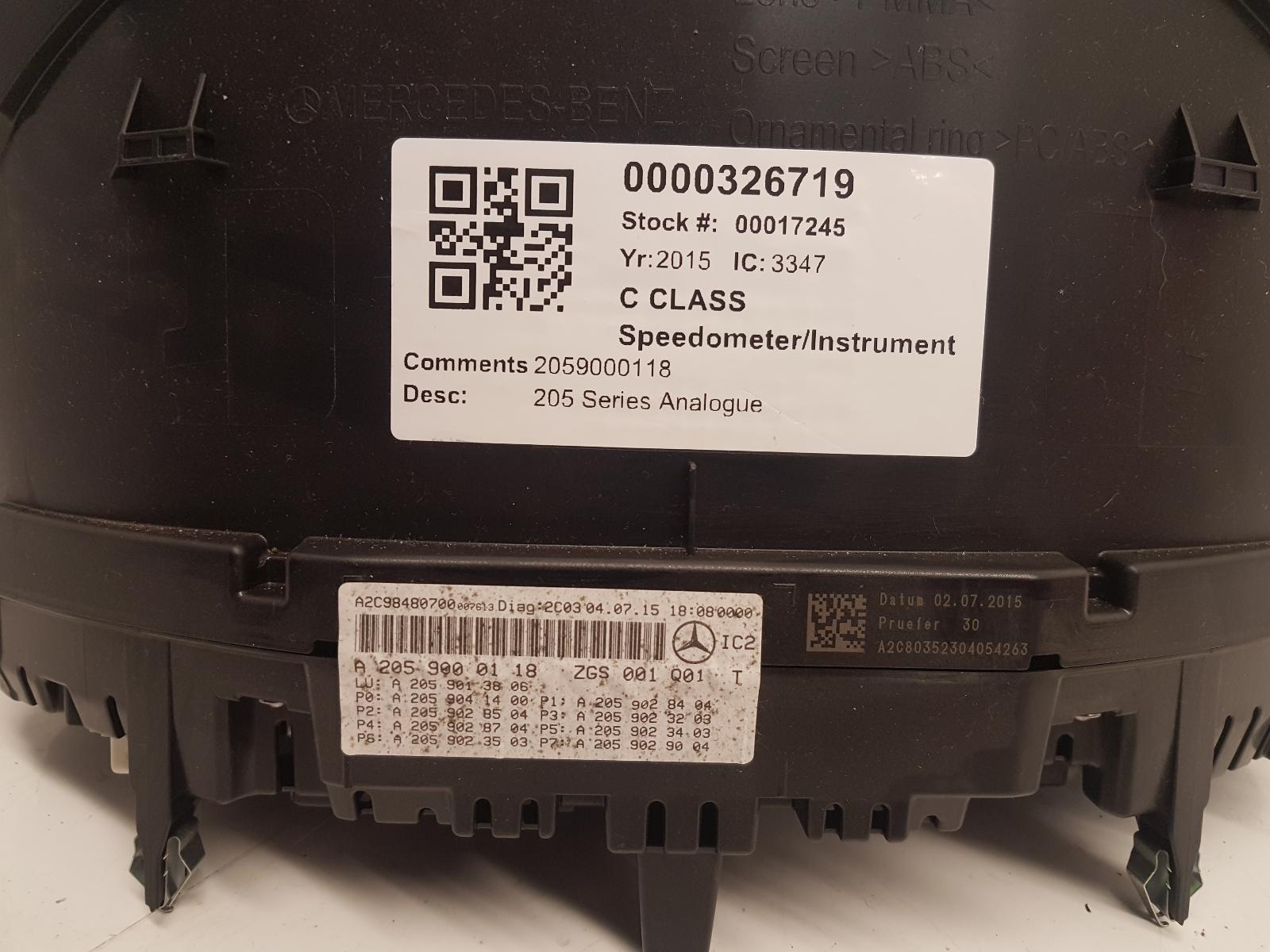 View Auto part Speedometer Mercedes C Class 2015