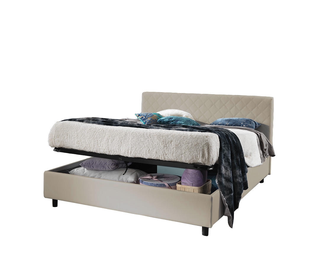 letto matrimoniale ivana con contenitore similpelle tortora