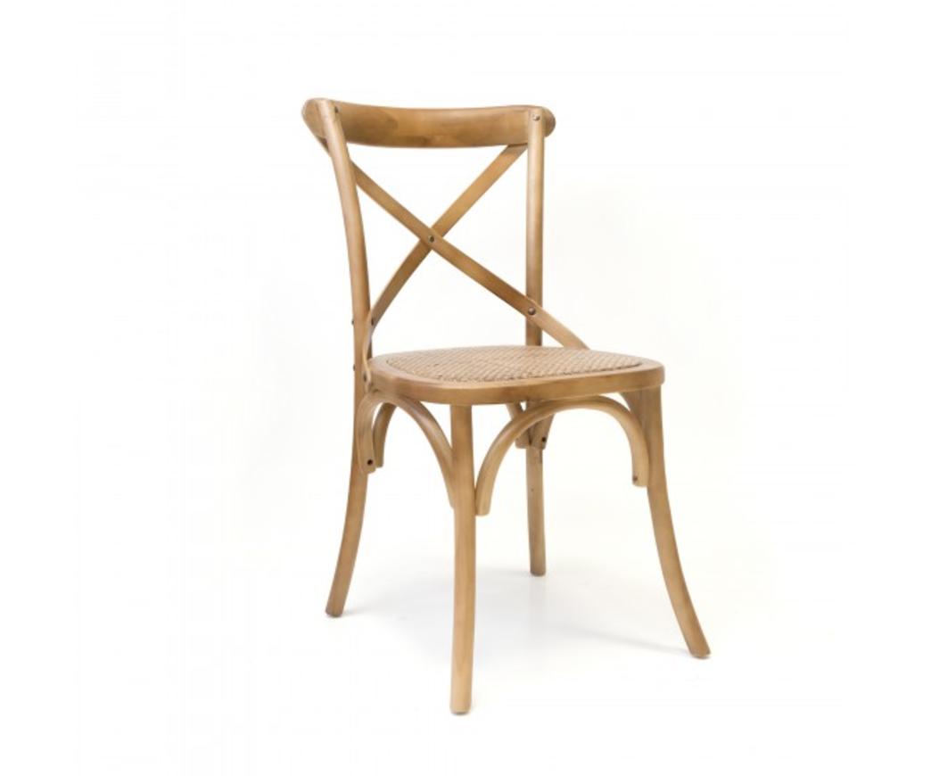 Sedia Country In Legno Di Betulla Color Nocciola E Seduta In Rattan