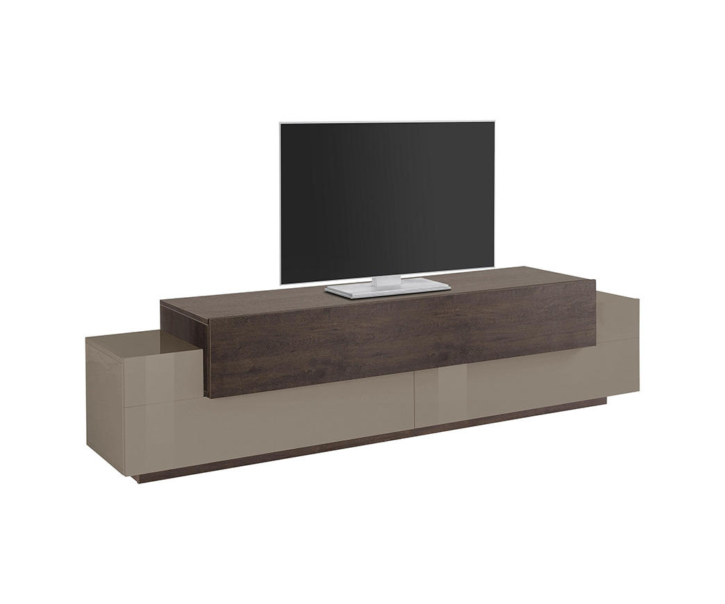 Porta Tv Christine Linea Lyon Color Sabbia E Rovere Scuro 2 Ante E 1 Cassetto Duzzle