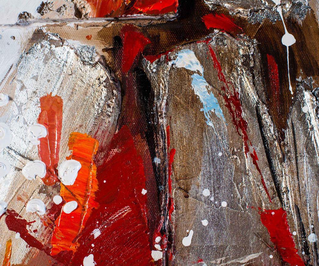 Quadro Dama Rossa Olio Su Tela Duzzle