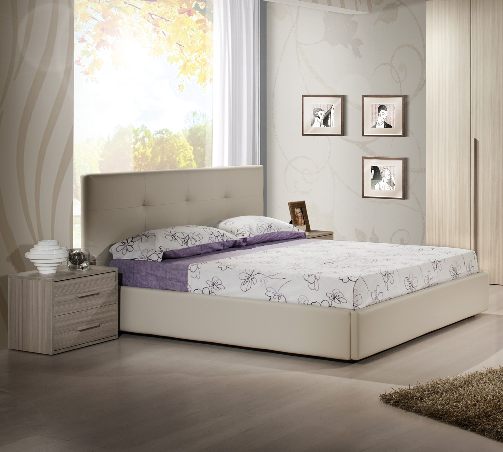 Letto matrimoniale contenitore ecopelle grigio tortora Karol | Duzzle Letto matrimoniale contenitore ecopelle grigio tortora Karol | Duzzle