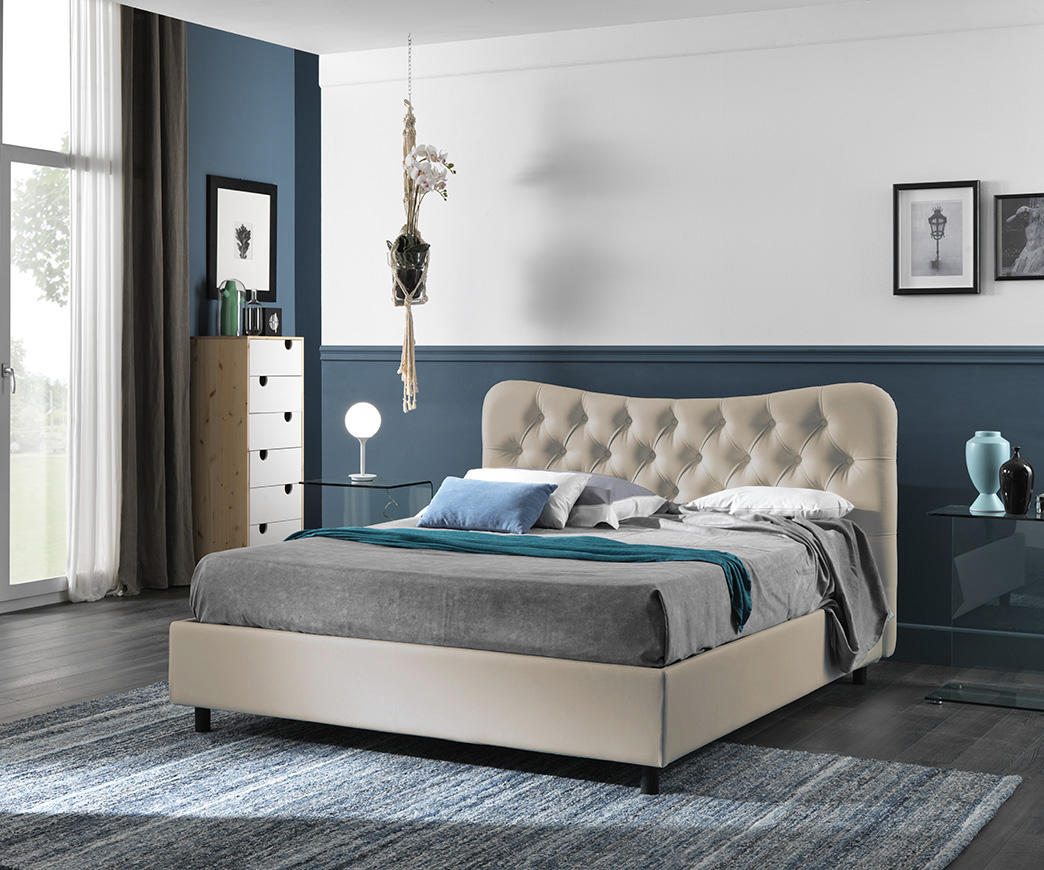 letto matrimoniale lucia con contenitore tortora