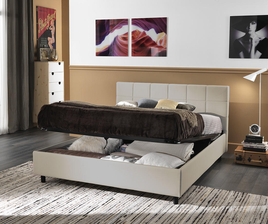 letto matrimoniale alessia con contenitore tortora