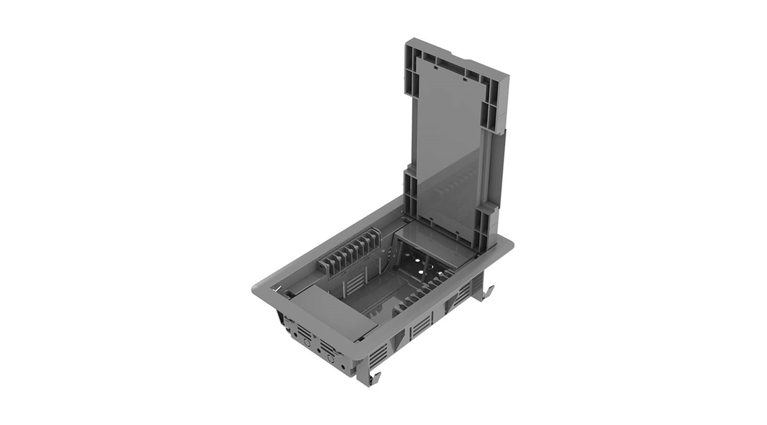 DK-MX 2 146x250mm Modüler Çıkış (Priz) Kutusu - 8 Modül Yükseltilmiş Döşeme Altı Komple Gri