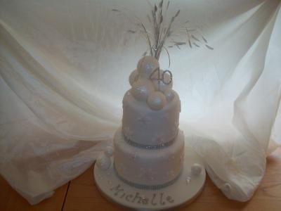 Snowball Snowflakes Diamante 40th Birthday Cake