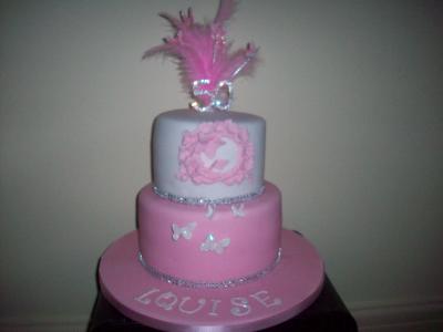 Pink Feather Diamante 50th Cake
