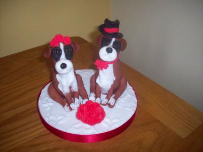 Boxer Dogs Wedding Cake Topper