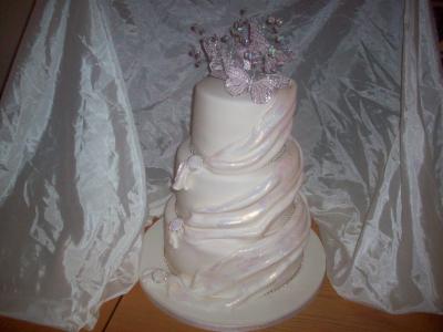 Pink Butterflies Wedding Cake