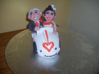 Bride and Groom Car Wedding Cake Topper