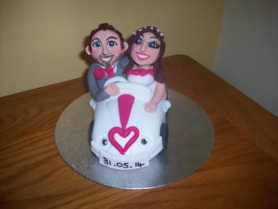 Bride and Groom Car Wedding Cake Topper