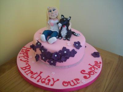 Girl and Dog Birthday Cake