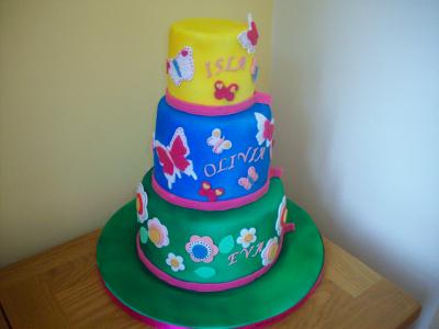 Butterflies and Flowers Birthday Cake
