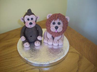 Monkey and Lion Animals Cake Topper