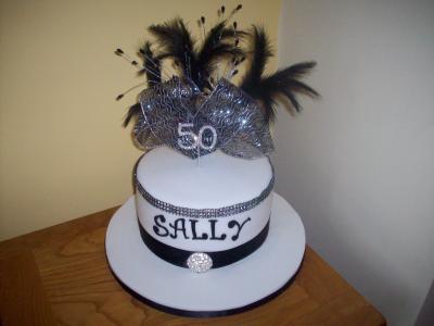 50th Feathers Bow Cake