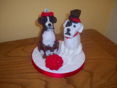 Bride and Groom Dogs Cake Topper
