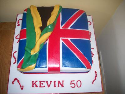 Union Jack and Jamaican Flag Cake
