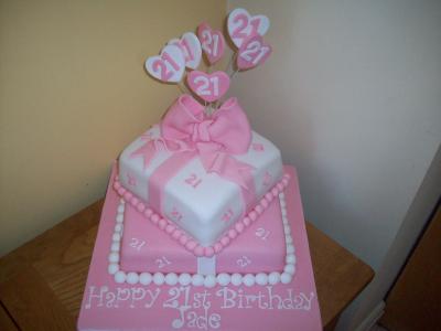 Pink Bow Hearts Cake