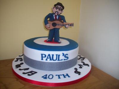 Mod Man Playing Guitar Cake