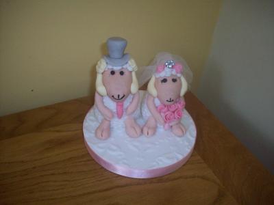Sheep Bride and Groom Wedding Cake Topper