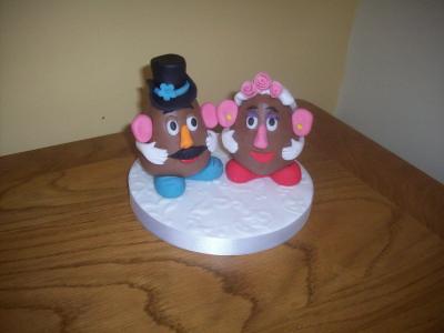 Mr and Mrs Potatoe Head Bride and Groom Wedding Cake Topper