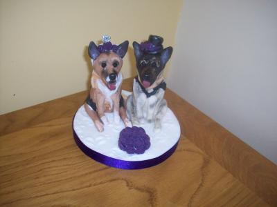 German Shepherd Bride and Groom Wedding Cake Topper