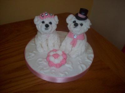Bijon Frise Bride and Groom Dogs Wedding Cake Topper