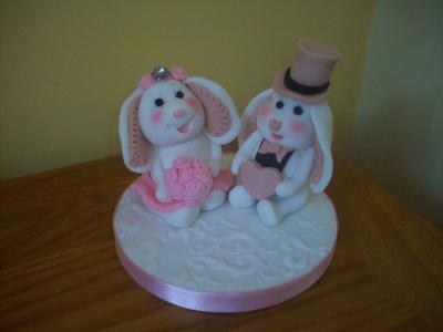 Bunny Rabbits Bride and Groom Wedding Cake Toppers