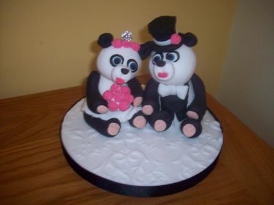 Pandas Bride and Groom Wedding Cake Topper