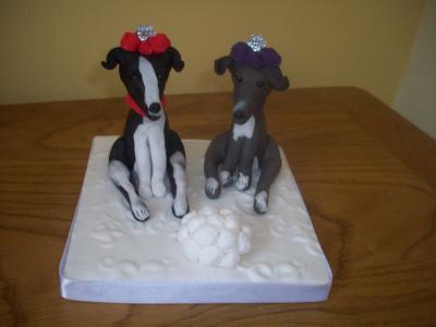 Personalised Bride Whippets Dogs Wedding Cake Topper