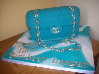 Chanel Turqouise Cake with Gold Chain