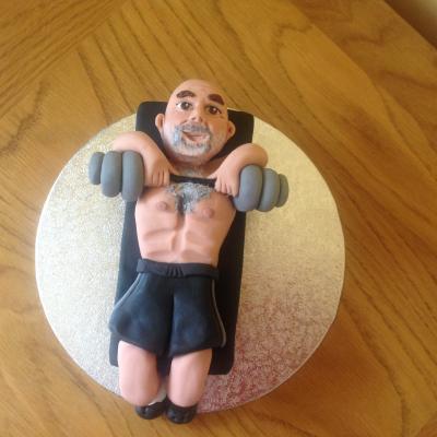 Edible Man Weight Lifter Cake Topper