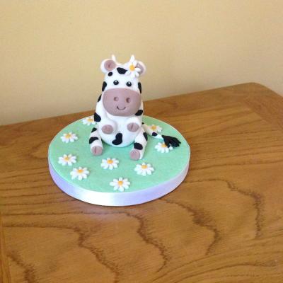 Baby Cow Christening Birthday Cake Topper