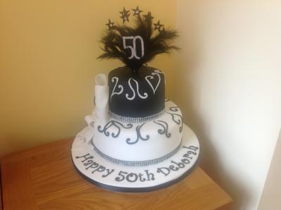 50th Diamante and Feathers Explosion Cake