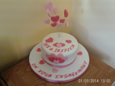 Pink Hearts Engagement Cake