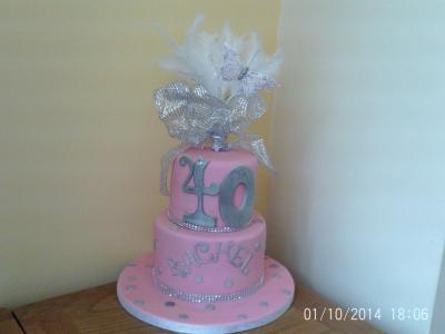 Pink and Silver 40th Birthday Cake