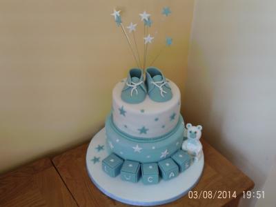Baby Boys Bootees Christening Cake