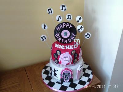 Rock and Roll 50th Birthday Party Cake