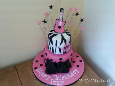 Rock and Roll Guitar Leopard Print Cake