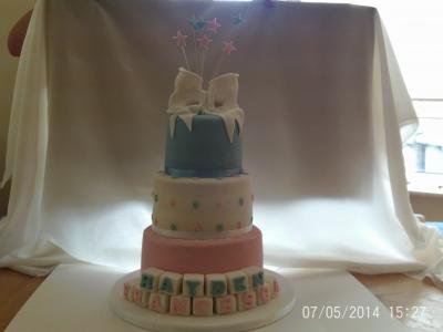 Baby Girl And Baby Boy Christening Cake