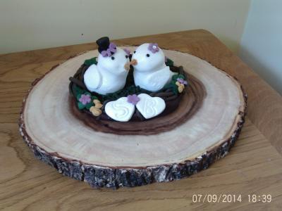 Love Birds in Nest Bride and Groom Wedding Cake Topper