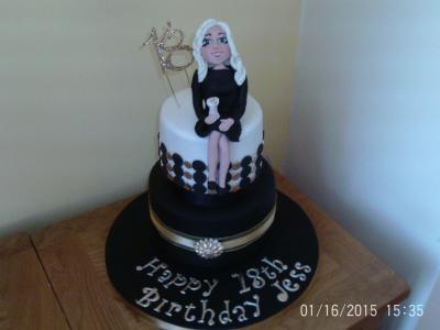 Ladies 18th Black Gold Birthday Cake