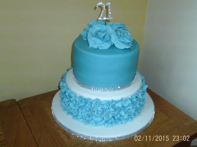 21st Roses and Ruffles Birthday Celebration Cake